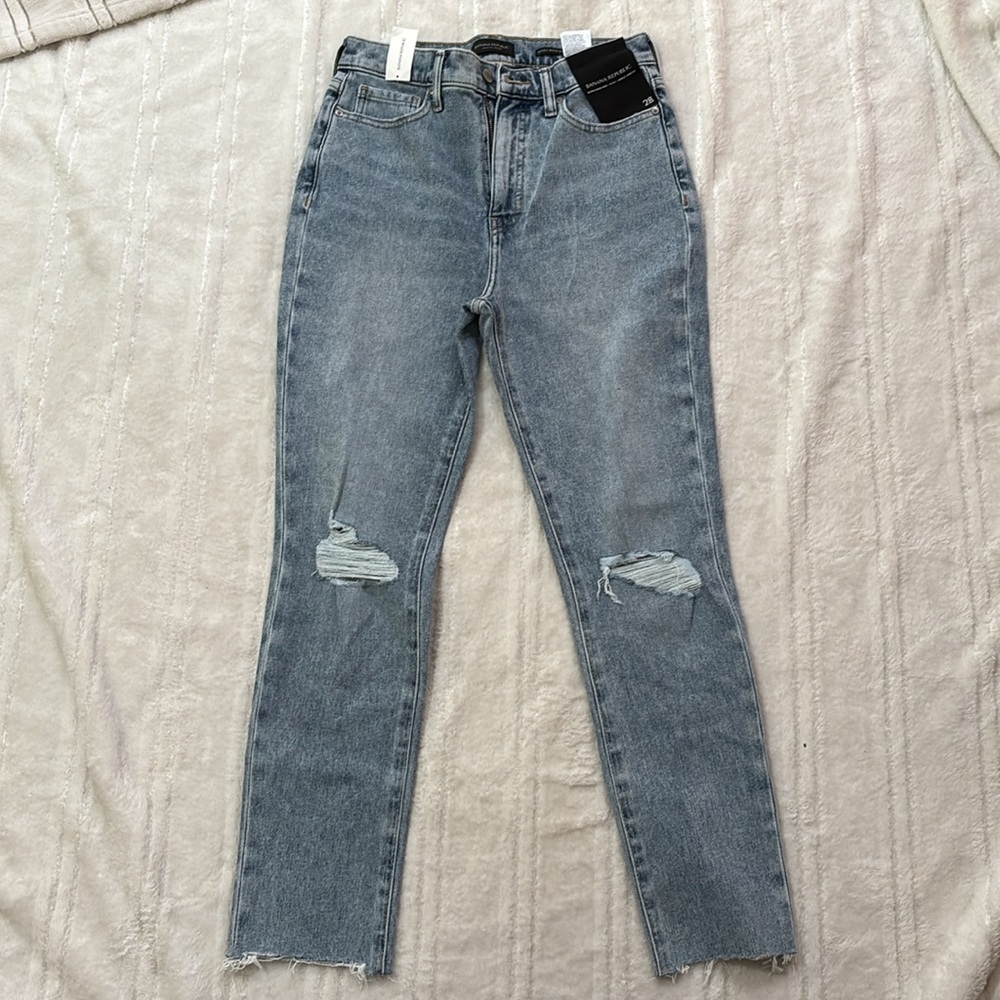 Banana Republic High-Rise Distressed Light Wash Blue Jeans